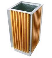 Odpadkový kôš - oceľ - drevo MM700169
