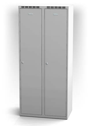 Odolná šatníková skrinka Aldur 1 - dvojplášťové dvere, šírka / počet oddelení: 400 mm / 2 - náhled