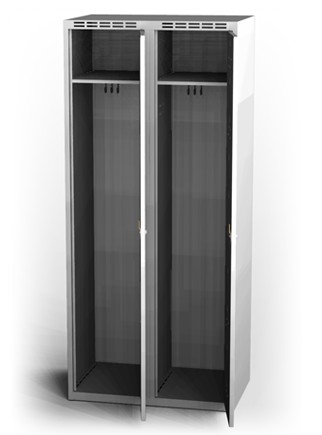 Odolná šatníková skrinka Aldur 1 - dvojplášťové dvere, šírka / počet oddelení: 400 mm / 2 - náhled