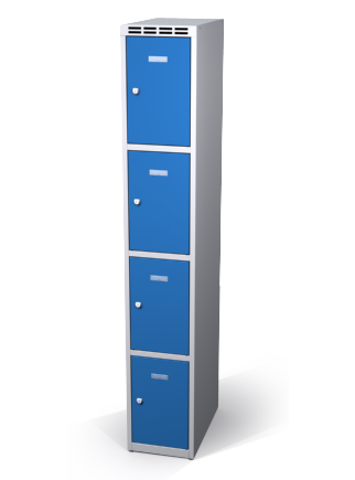 Šatníková skrinka s boxami Alsin - jednoplášťové dvere, 4 boxy (1 oddelenie)
