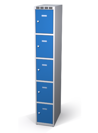 Šatníková skrinka s boxami Alsin - jednoplášťové dvere, 5 boxov (1 oddelenie)