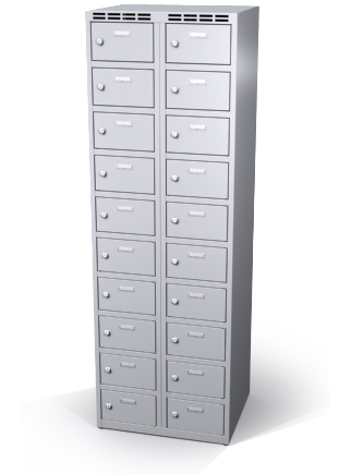 Šatníková skrinka s boxami Alsin - jednoplášťové dvere, 20 boxov (2 oddelenia) - náhled