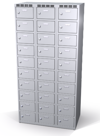 Šatníková skrinka s boxami Alsin - jednoplášťové dvere, 30 boxov (2 oddelenia) - náhled