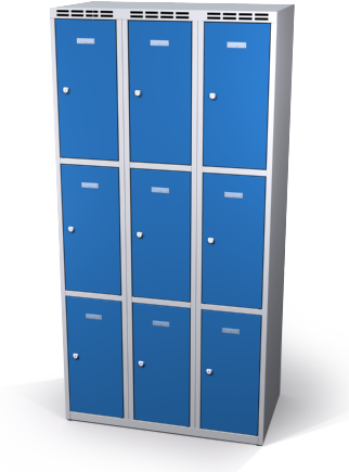 Šatníková skrinka s boxami Alsin - jednoplášťové dvere, 9 boxov (3 oddelenia)