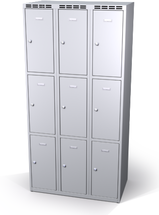 Šatníková skrinka s boxami Alsin - jednoplášťové dvere, 9 boxov (3 oddelenia) - náhled