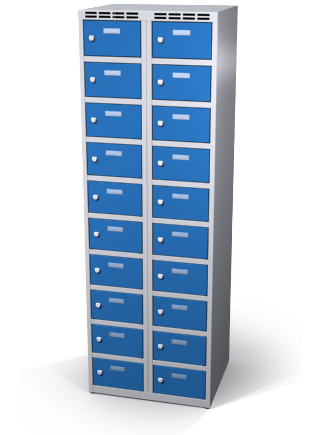 Šatníková skrinka s boxami Aldop - dvojplášťové dvere, 20 boxov (2 oddelenia)