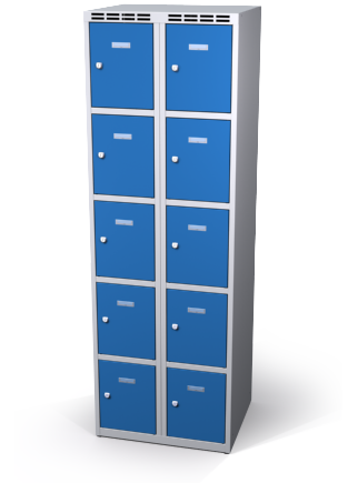 Šatníková skrinka s boxami Aldop - dvojplášťové dvere, 10 boxov (2 oddelenia)