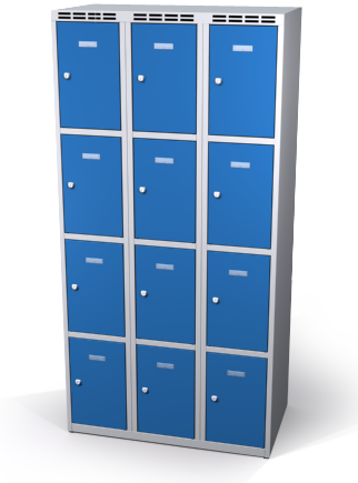 Šatníková skrinka s boxami Aldop - dvojplášťové dvere, 12 boxov (3 oddelenia)