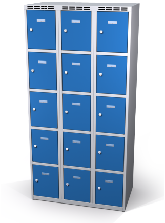 Šatníková skrinka s boxami Aldop - dvojplášťové dvere, 15 boxov (3 oddelenia)