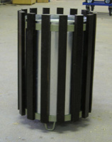 Odpadkový kôš - oceľ - drevo MM700176