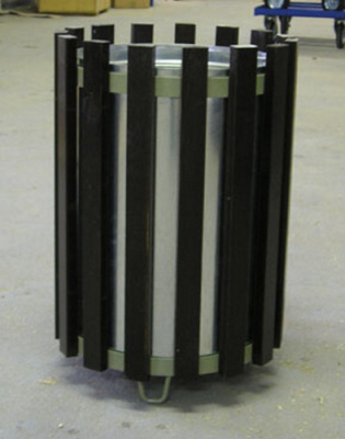Odpadkový kôš - oceľ - drevo MM700176