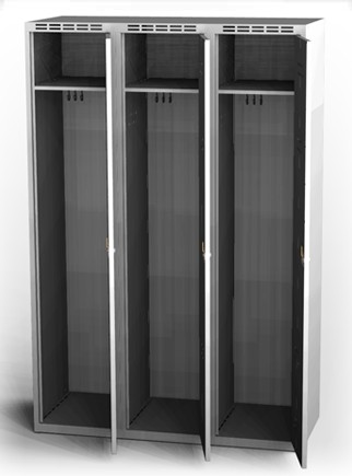 Šatníková skrinka Alsin - jednoplášťové dvere, šírka / počet oddelenia: 400 mm / 3 - náhled